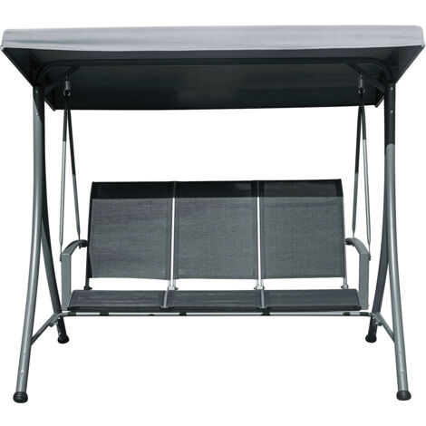 Dondolo da Giardino 200x175x125 cm in Ferro e Textilene Nero