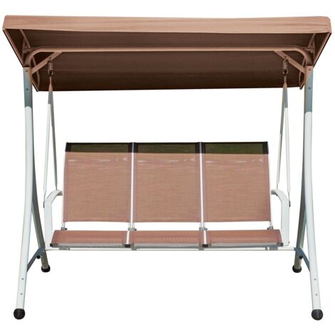 Dondolo da Giardino 200x175x125 cm in Ferro e Textilene Tortora