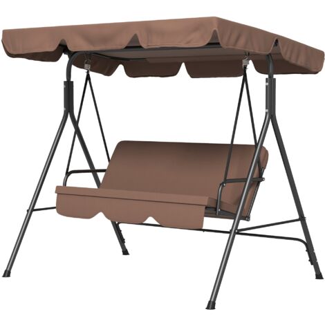 Dondolo da Giardino a 3 Posti con Cuscini 172x110x153 cm Marrone e Nero