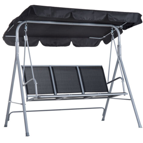 Dondolo da giardino a 3 posti – Elegante dondolo da giardino con tettuccio, struttura in metallo (Grigio/Argento) – 171x108x154 cm – Per giardino e terrazzo