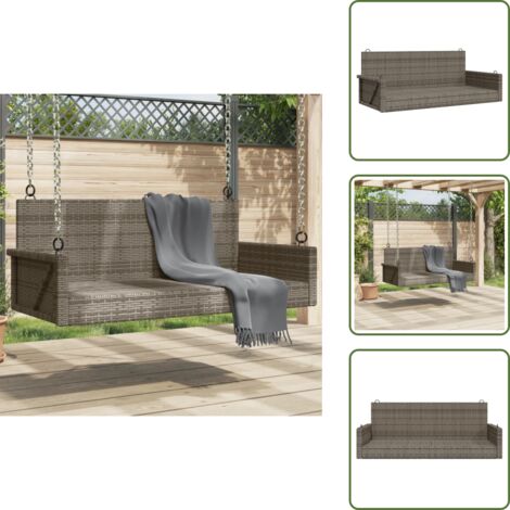 Dondolo esterno - vidaXL Panchina Dondolo Grigia 119x56x48 cm in Polyrattan - Arredamento giardino
