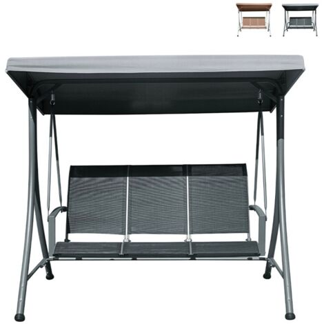 Dondolo giardino tre posti antracite e nero