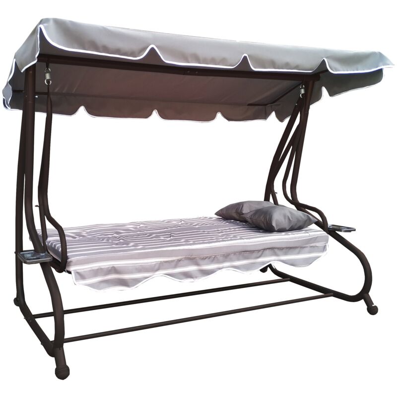 manieri Dondolo Letto da Giardino in Metallo 3 Posti Havana Top Bianco