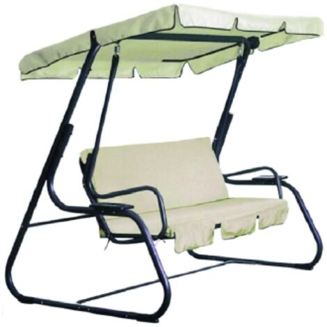 Dondolo rodi 3 posti con struttura in metallo e copertura e cuscini in poliestere cm120x200x164h