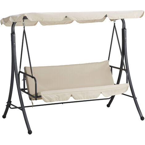 Dondolo Sofa 3 Posti con Schienale Reclinabile per Funzione Letto Beige Bali