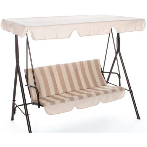 Dondolo tre posti 170x110x153 cm beige con struttura in ferro - Sicilia