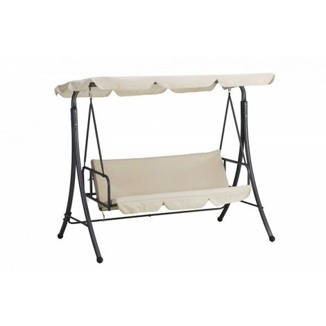 Dondolo tre posti con copertura, acciaio e poliestere 180 gr/m², beige 113x190 h.165cm Fredi