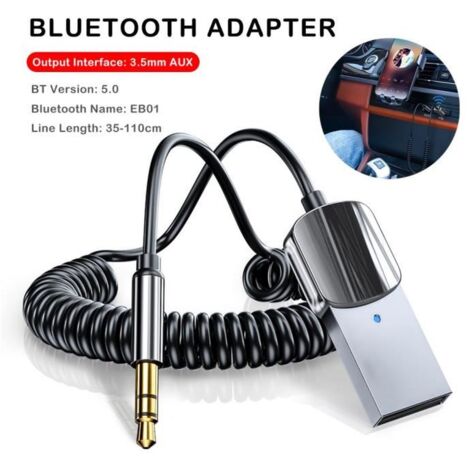 Dongle Bluetooth - - Adaptateur 3.5mm Jack Aux - Récepteur 5.0 - Appels mains libres - Alimentation USB