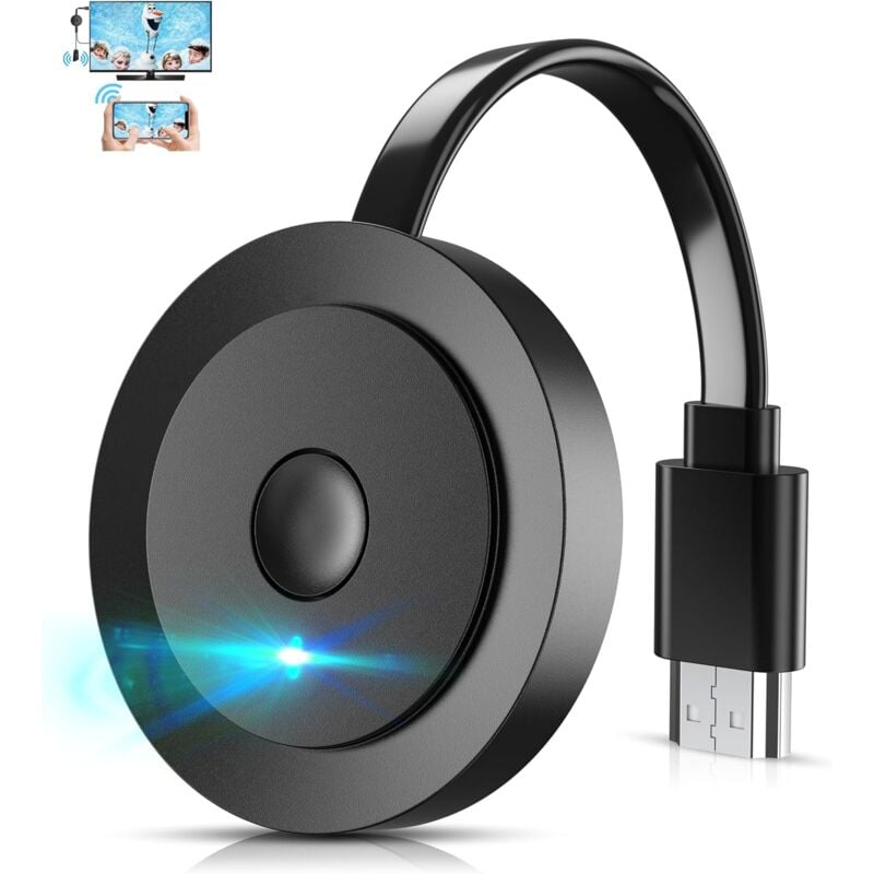 Dongle HDMI sans Fil HD Adaptateur TV, Wireless Smart Media Player Streaming, WiFi Display Screen Casting pour Miracast/Airplay/iOS/Mac