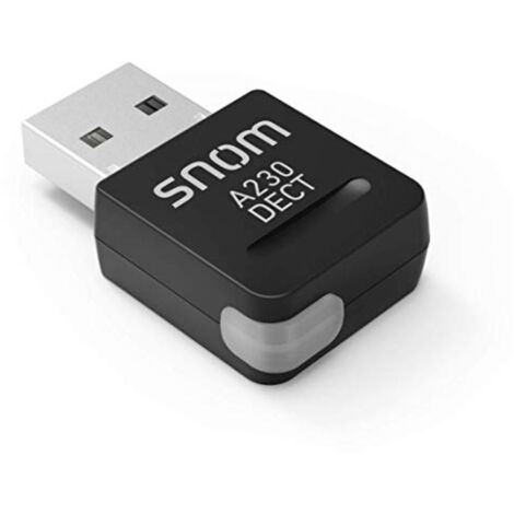Dongle USB DECT Snom A230 compatibile con telefoni Snom, con supporto fino a due dispositivi DECT, ricevitore DECT, cuffie o estensioni conferenza, Nero