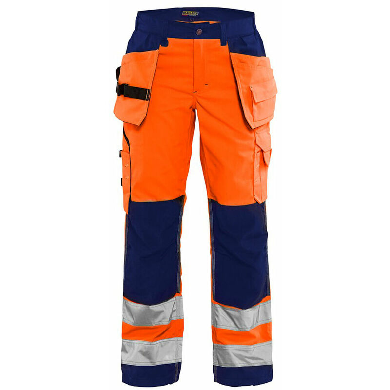 Image of Pantaloni da lavoro Blaklader da donna in policotone alta visibilità con tasche larghe Arancione / Marina 46 - Arancione / Marina