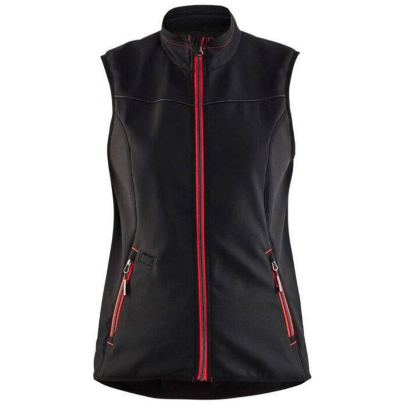 Gilet da lavoro senza maniche softshell donna 3851 Nero/Rosso XXXL