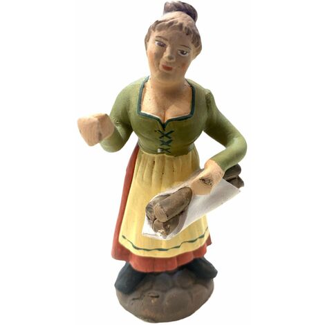 Donna con legna statuetta in terracotta artigianale per presepe napoletano da h 10 cm