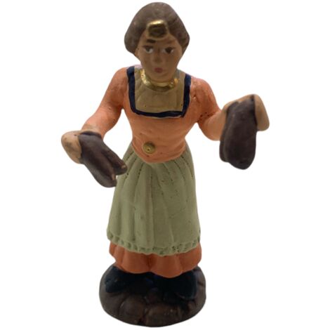 Donna con maracas statuetta in terracotta artigianale per presepe napoletano da h 7 cm