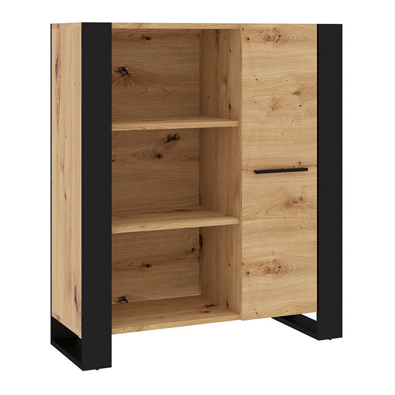 Donnely - buffet haut - bois et noir - 110 cm