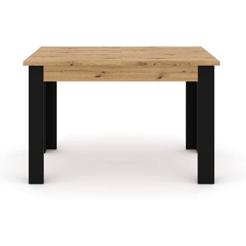 Bestmobilier - Donnely - table à manger extensible - bois et noir - 4 à 8 personnes - bois / noir