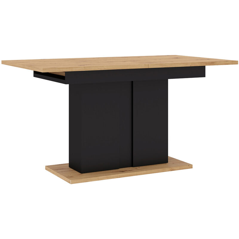 Bestmobilier - Donnely - table à manger extensible - bois et noir - pied central - 4 à 8 personnes - bois / noir