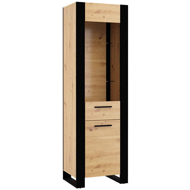 Donnely - vitrine - bois et noir - 188 cm - bois / noir