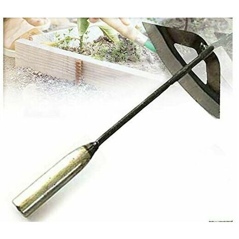 Dontodent Houe de jardin houe creuse tout en acier trempé avec manche long, outil de désherbage de jardin, ameublissement du sol, outil de jardin houe (S)