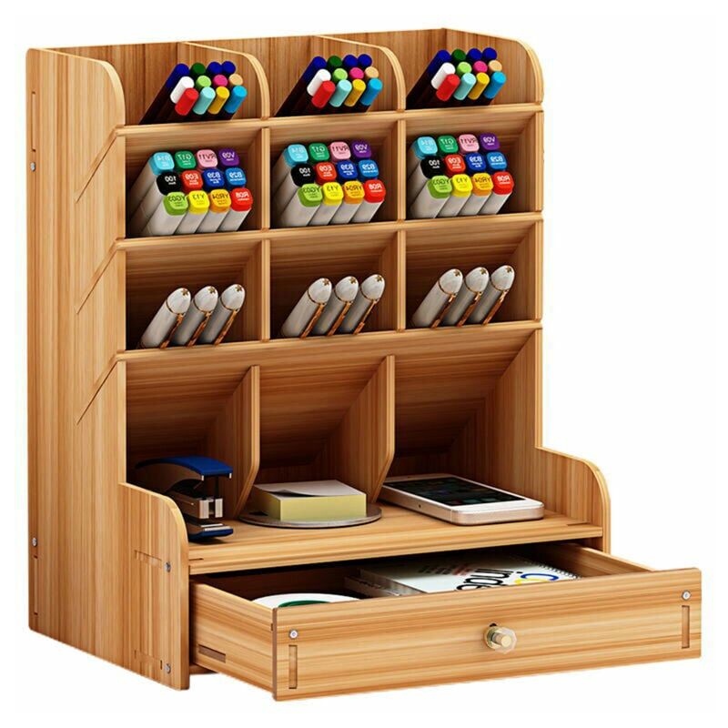 Organizer da scrivania in legno Portapenne