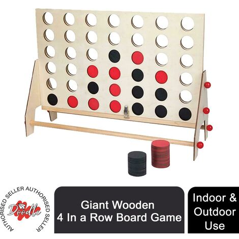 Doodle Giant Wooden 4 In a Row Board Game for Kids and Family