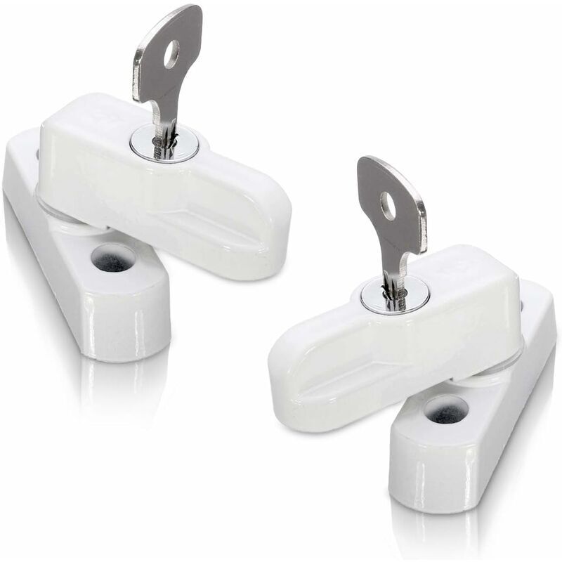 Door and Window Locks, PVC Windows and Patio Doors, Double Glazed Door and Window Frame Locks (2-Pack, White)