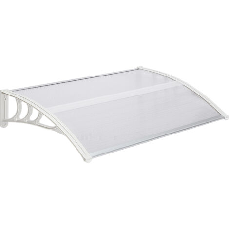 Door Canopy 120 X 80 X 23 cm Outdoor Shelter Front Back Garden Canopy Balcony Awning Front Door Window Canopy (White)