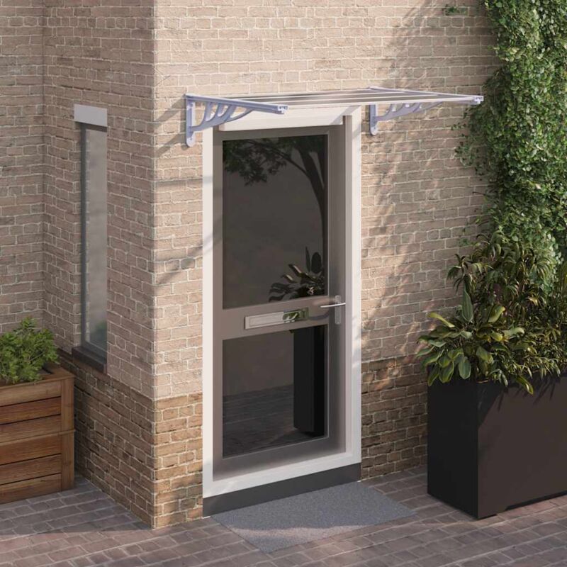 Door Canopy Grey And Transparent 122x90 Cm Polycarbonate Vidaxl
