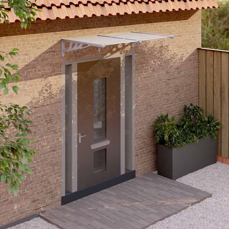 Door Canopy Grey And Transparent 152.5x90 Cm Polycarbonate Vidaxl
