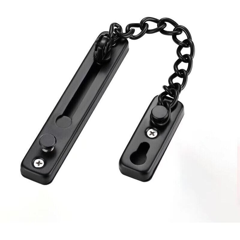 Door chains, anti-theft door chain lock, reliable stainless steel door security chain latch lock ideal for home and hotel use (Black).