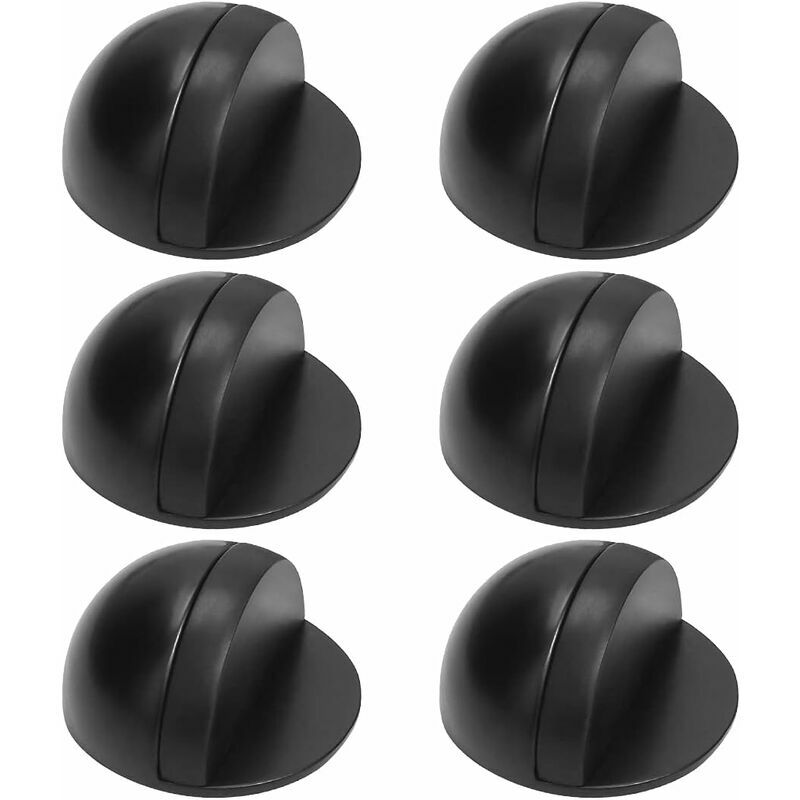 Door, Door Stops, 6 Pieces Adhesive Door Stopper, Adhesive Door Block Floor Doorstop Adhesive Door Stopper to Protect Furniture, Black
