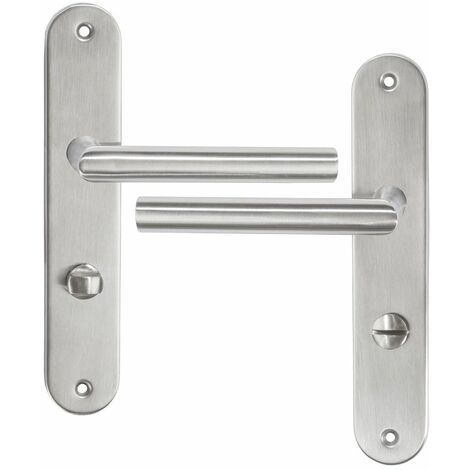 Door handle WC brushed stainless steel - internal door handle, bathroom door handle, round door handle
