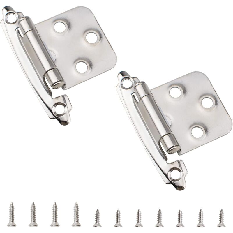 Memkey - Door Hinges, 1 Pair Cabinet Hinges, Cupboard Hinges, for Cabinet Doors, for Kitchen Cabinet Doors (Silver)