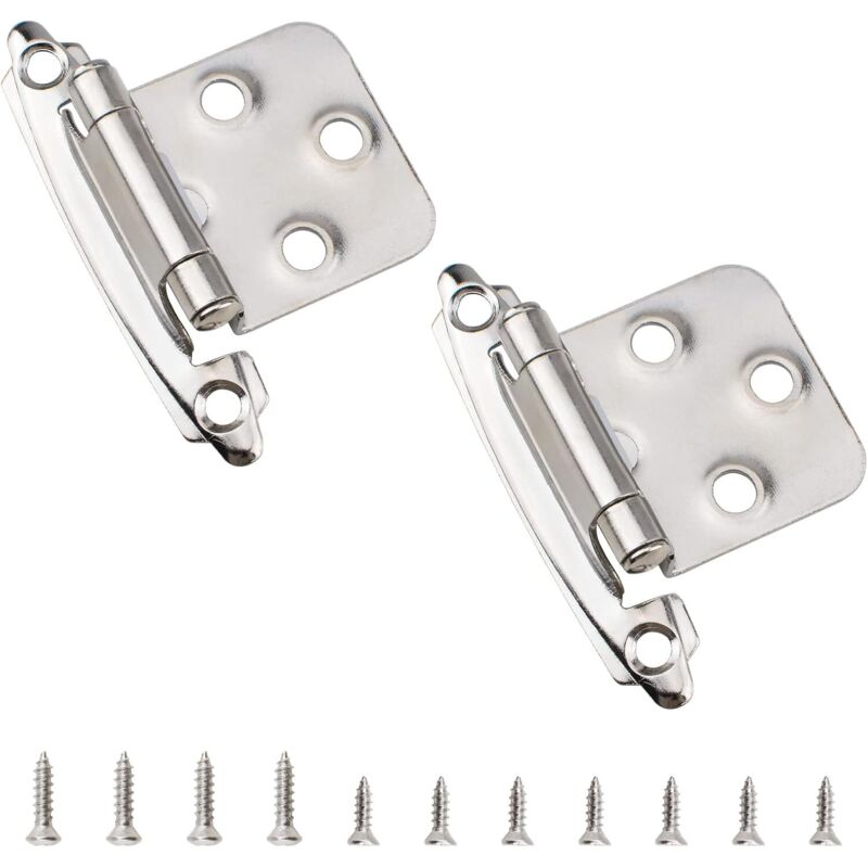 Tinor - Door Hinges, 1 Pair Cabinet Hinges, Cupboard Hinges, for Wardrobe Doors, for Kitchen Cabinet Doors (Silver)