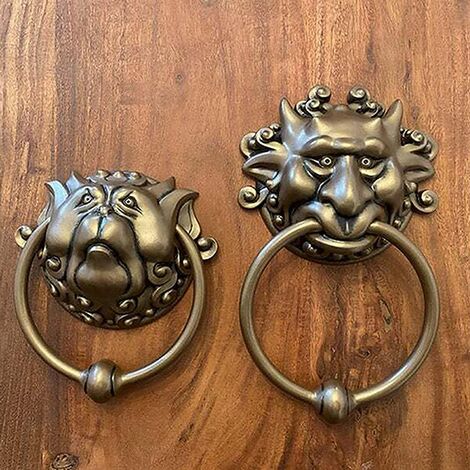 Door Knockers, 3D Labyrinth Front Door Knocker, Antique Bronze Lion Door Knocker, Decorative Front Door Knocker (2PCS)