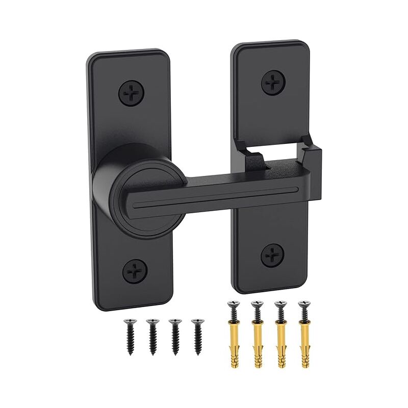 Ahlsen - Door Latch, Security Latch, Door Bolt, Heavy Duty Zinc Alloy Door Latch for Sliding Door, Barn Door, Garden, Bathroom, Garage Door (Black)