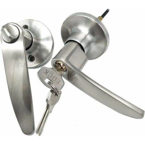 Door Lever Handle Lockset,Stainless Steel Pair Lever Entry Locker Security Exterior Door Lock With Key Safe Door Handle Knob