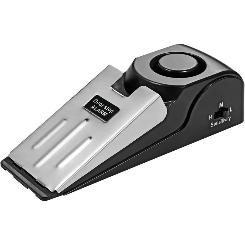 Door stop alarm, non-slip rubber wedge-shaped door stop alarm with adjustable sensitivity of 125 dB, lightweight, suitable for home, travel, and