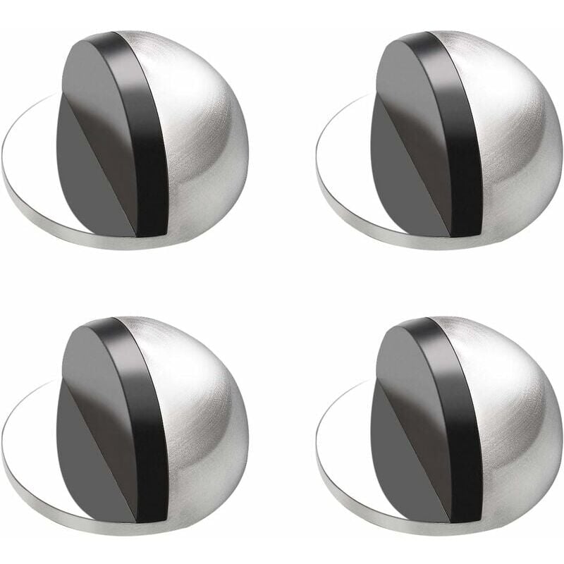 Door Stop Door Block - Stainless Steel Door Stop, Self Adhesive Door Stop, Door Stopper to Protect Doors and Walls, Chrome Door Stop (4 Pack)