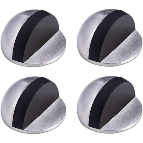 Door Stop, Stainless Steel Door Stop, Adhesive Door Stop, Floor Door Stop, Rubber Door Stop, Half Moon Door Block, for Home and Office, 4 Pieces