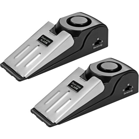 Door Stopper (2 Pack), Door Stop with Alarm, Non-Slip Rubber Door Stops, 3 Adjustable Sensitivity Door Block for Home Safety/Child Safety