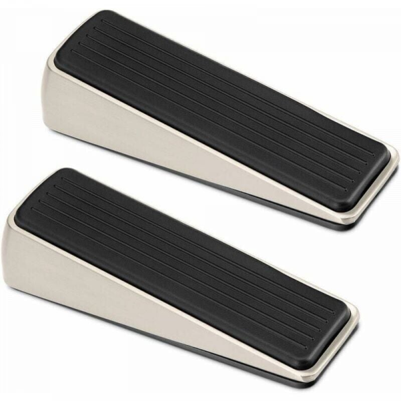 Door Stopper, 2 Pieces Door Block, Floor Door Stop, Heavy Duty Zinc and Rubber Door Wedge, for Bathroom, Kitchen, Children's Room Door and Office