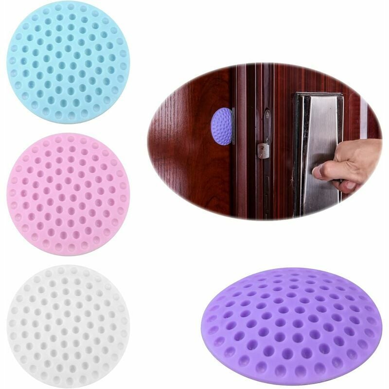 Hoopzi - Door Stopper, 4pcs Anti-Collision Pads 4 Colors Doorstops, Soft Strong Self Adhesive Rubber Pads Multifunctional Desk and Locks Handle Pads