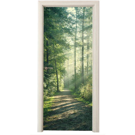 Door Wrap Forest - Path - Sun - Trees - Green - Nature