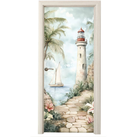 Door Wrap Lighthouse - Nature - Landscape - Boat