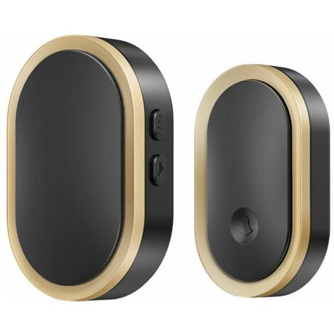 ROSEMARY Doorbell, 300m Wireless Doorbell Outdoor Waterproof, 36 Melodies 4 Volume Level, LED Flash, for Home, Office, Hotel, 04, Black Gold