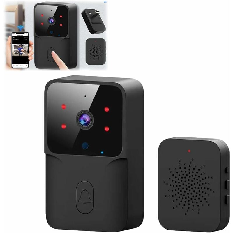 Sunxury - DoorDefender, sonnette vidéo sans fil avec caméra, sonnette vidéo intelligente WiFi, sonnette vidéo intelligente, sonnette vidéo