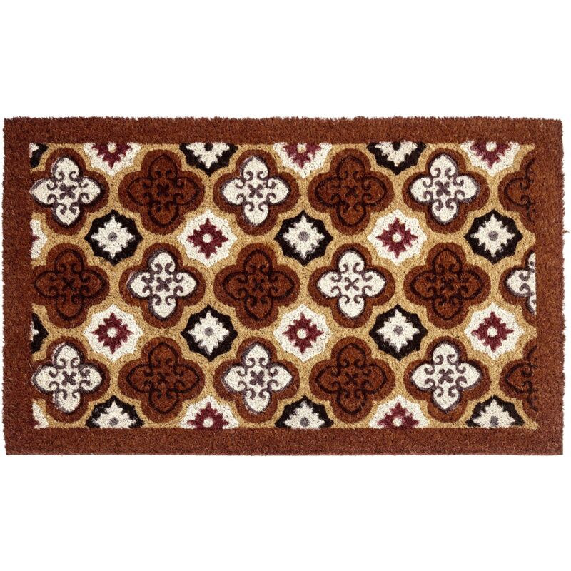 Beliani Doormat Brown Coir With Anti-slip Pvc Bottom 40 X 60 Cm Decoration Abstract Pattern Seletna