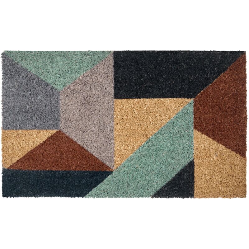 Beliani Doormat Multicolour Coir With Anti-slip Bottom 50 X 80 Cm Anti Slip Decoration Geometric Pattern Welcome Mat Kipmik