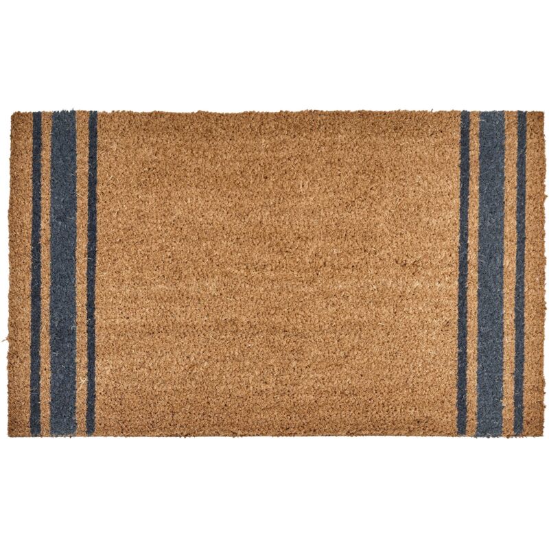 Beliani Doormat Natural Coir With Anti-slip Pvc Bottom 50 X 80 Cm Decoration Classic Traditional Striped Pattern Portage